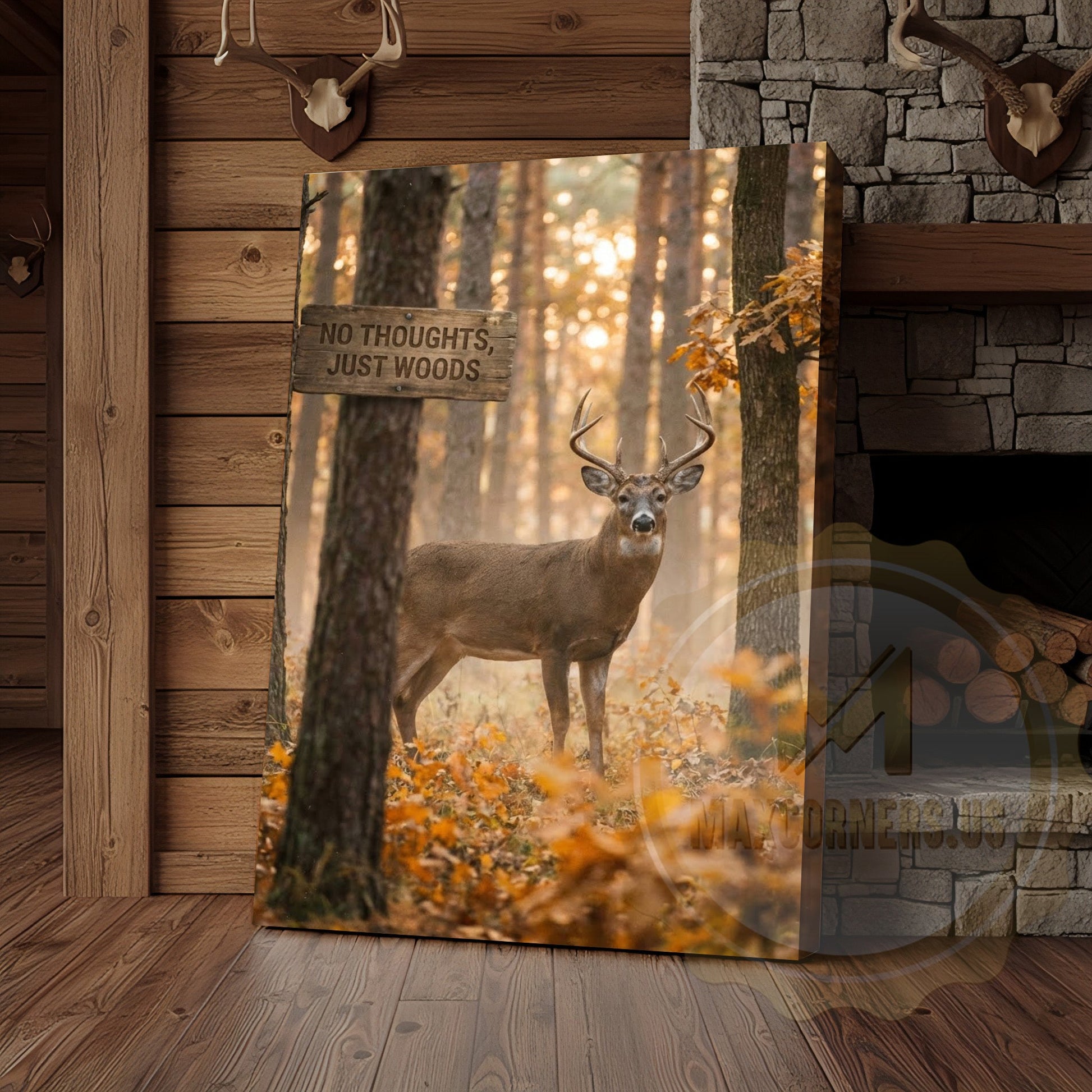 Deer Canvas No Thoughts Just Woods Quote Canvas Wall Art
