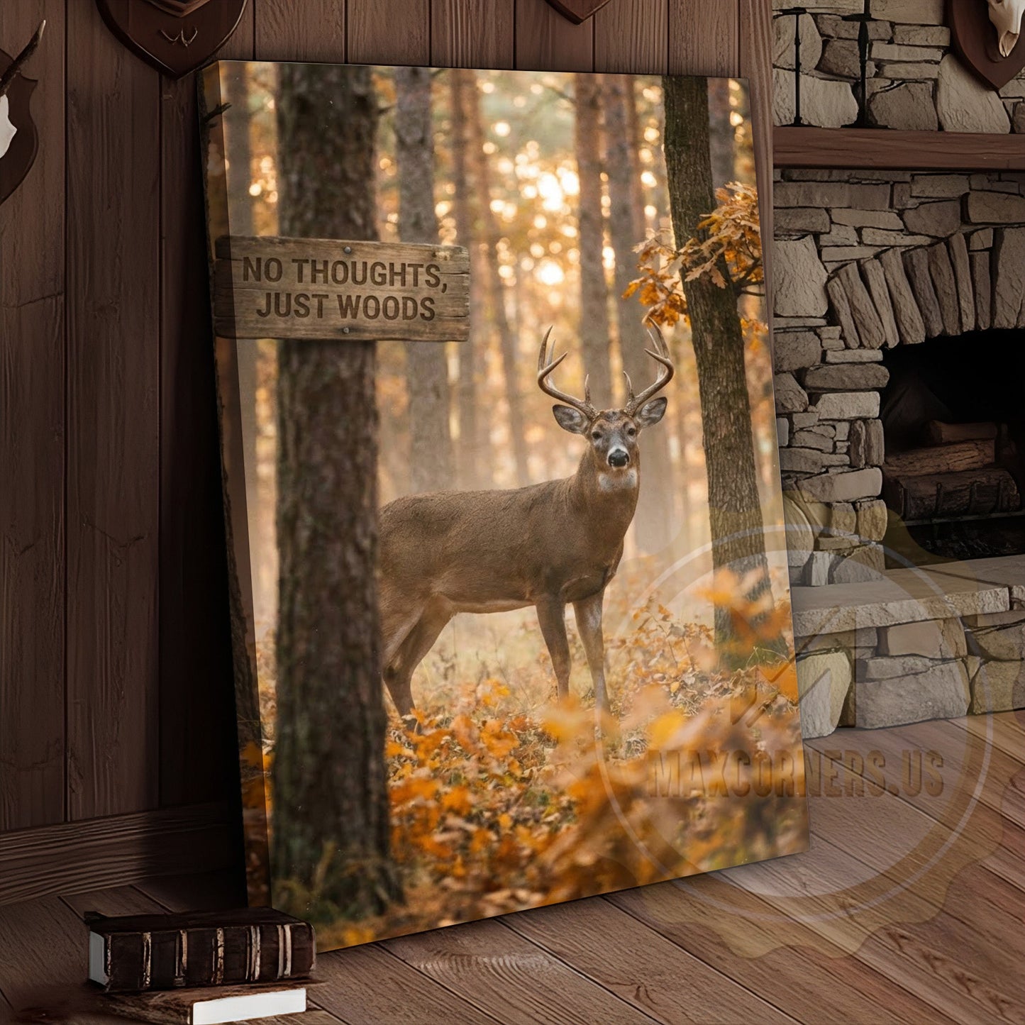 Deer Canvas No Thoughts Just Woods Quote Canvas Wall Art