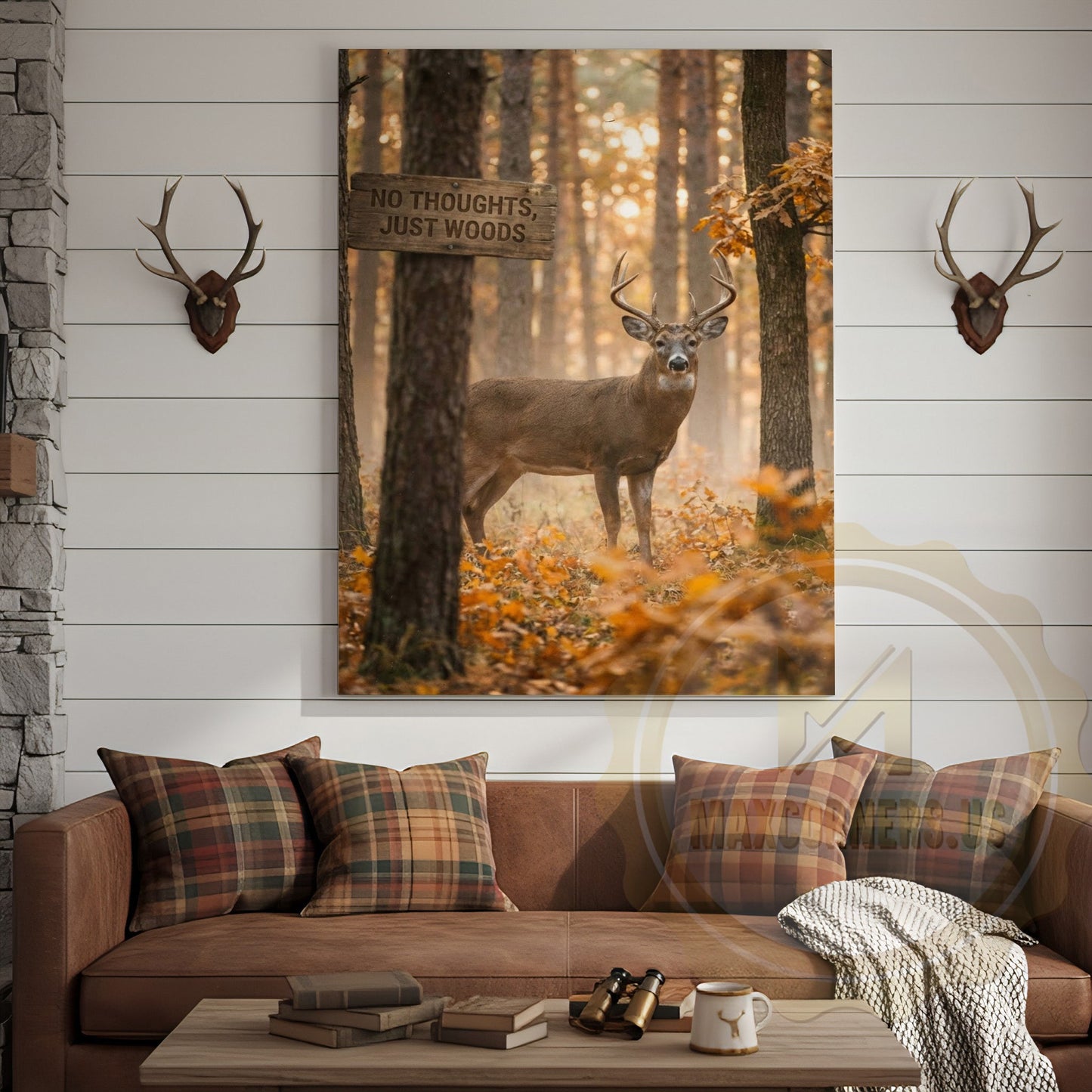 Deer Canvas No Thoughts Just Woods Quote Canvas Wall Art
