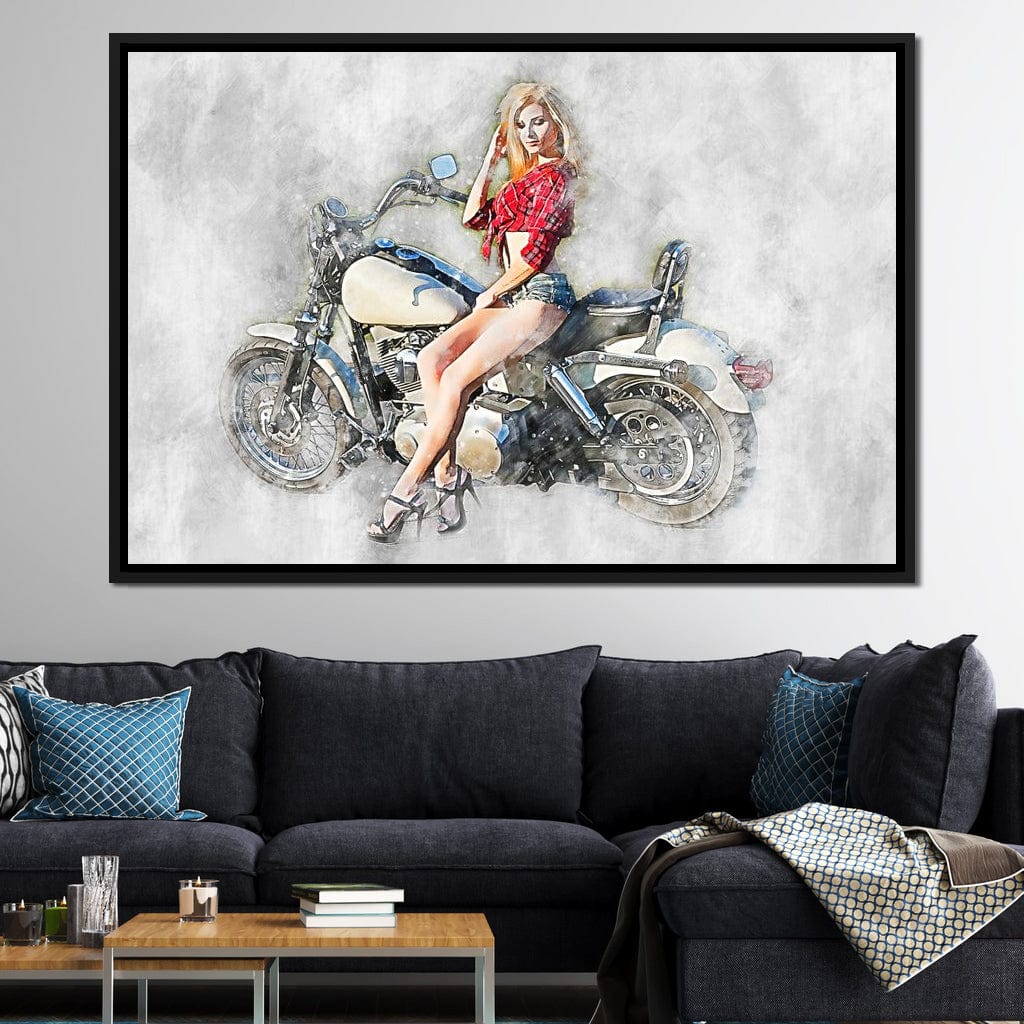 Girl Motorcycle - Mateo Canvas Wall Art