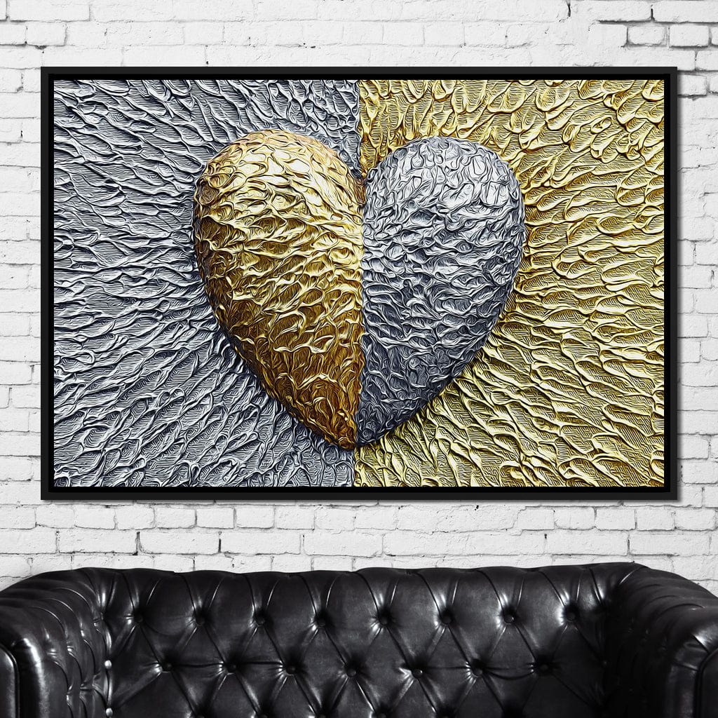 Due Color Heart Canvas Wall Art