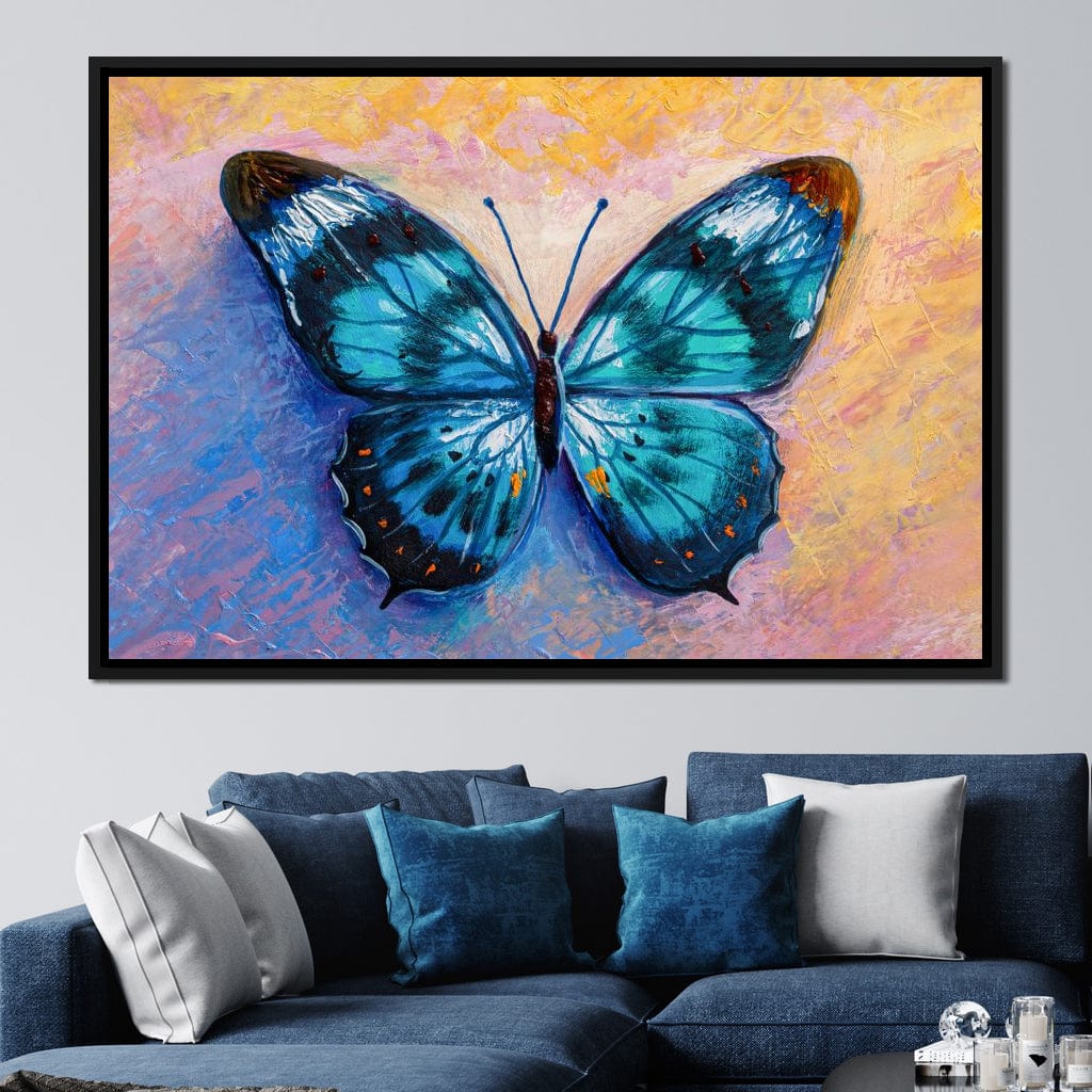 Light Blue Butterfly Canvas Wall Art