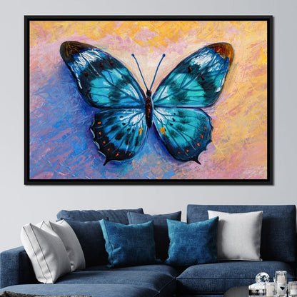 Light Blue Butterfly Canvas Wall Art