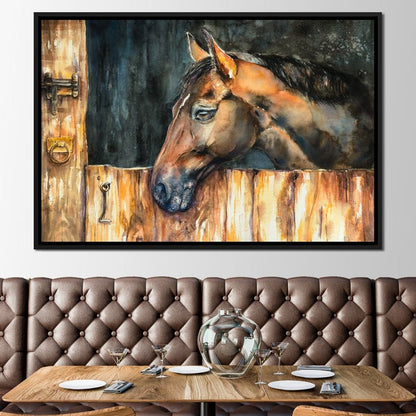 Horse in the Stable Canvas Wall Art