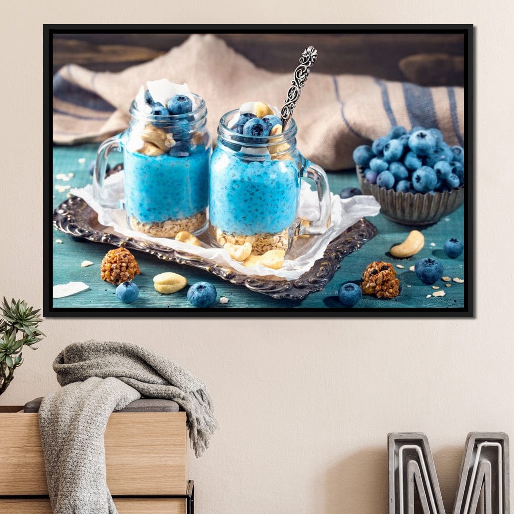 Chia Seeds & Blueberries Pudding Canvas Wall Art