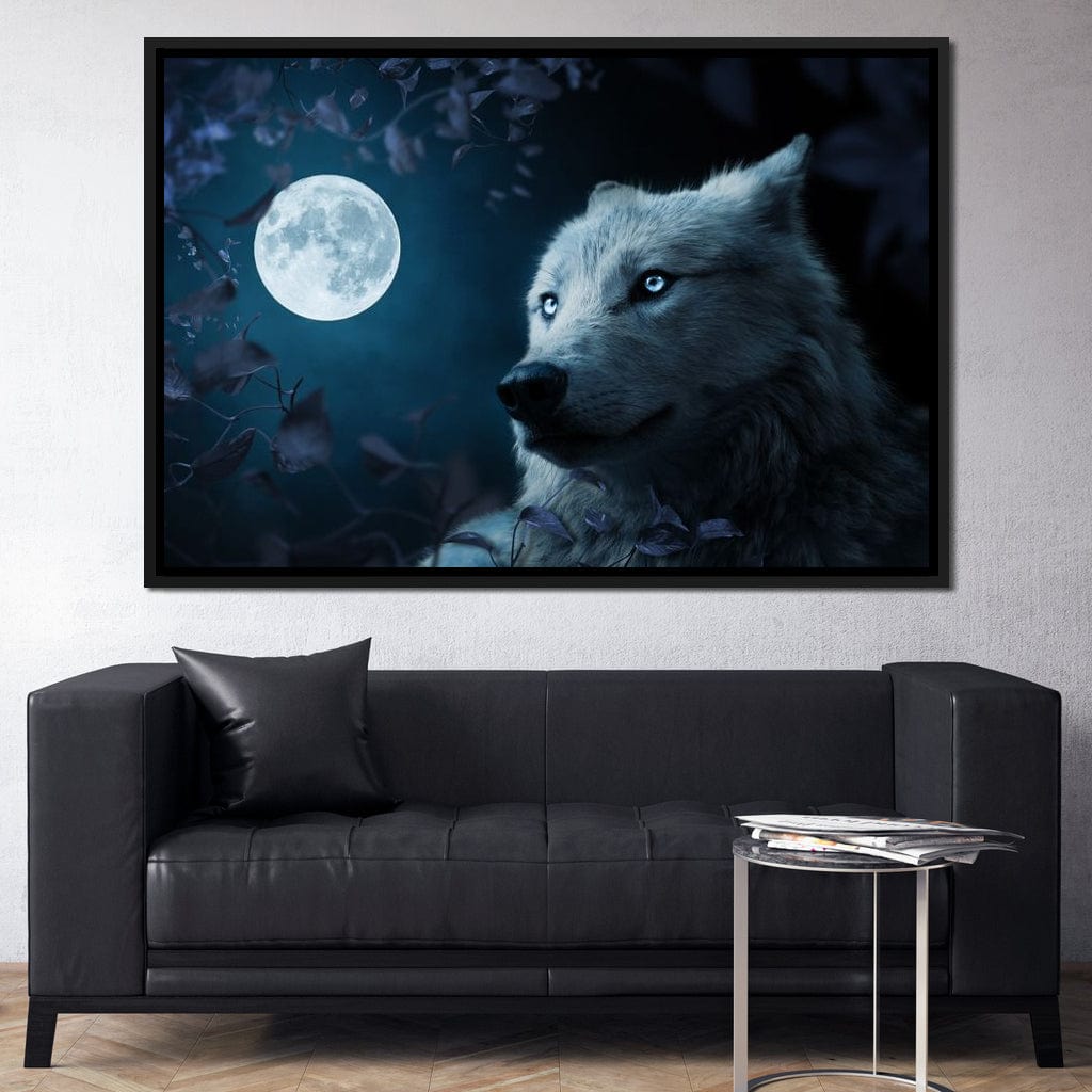 Wolf Full Moon Canvas Wall Art