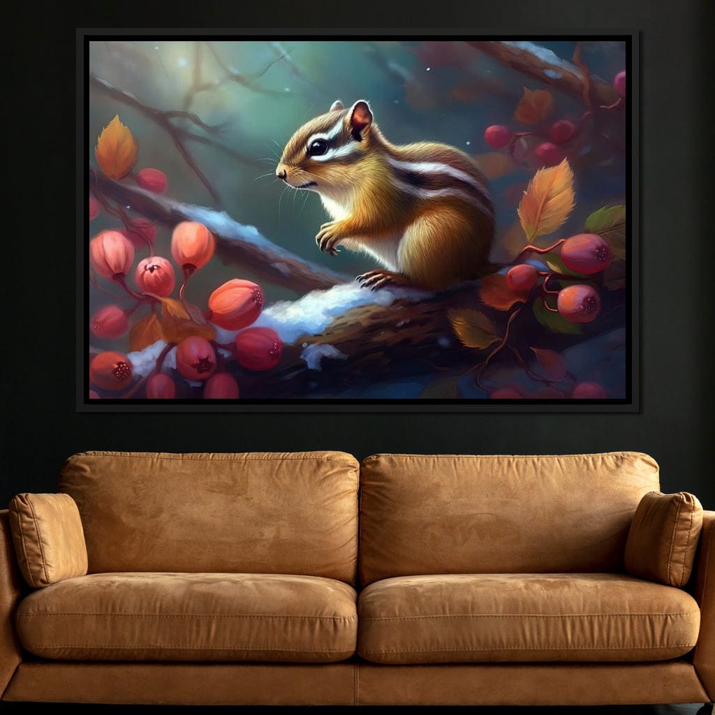 Winter Chipmunk Canvas Wall Art