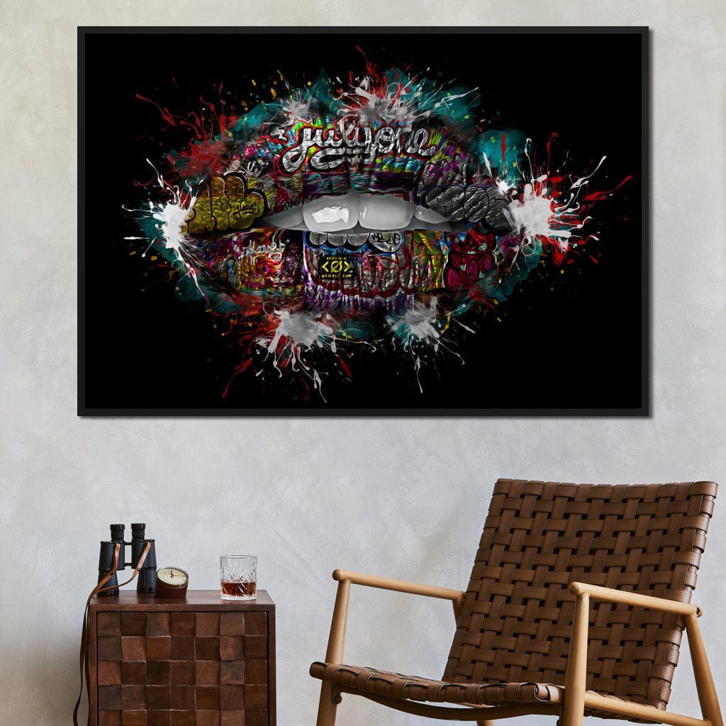 Graffiti Lips Canvas Wall Art