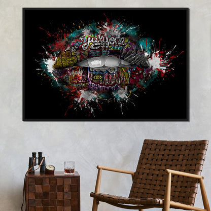 Graffiti Lips Canvas Wall Art