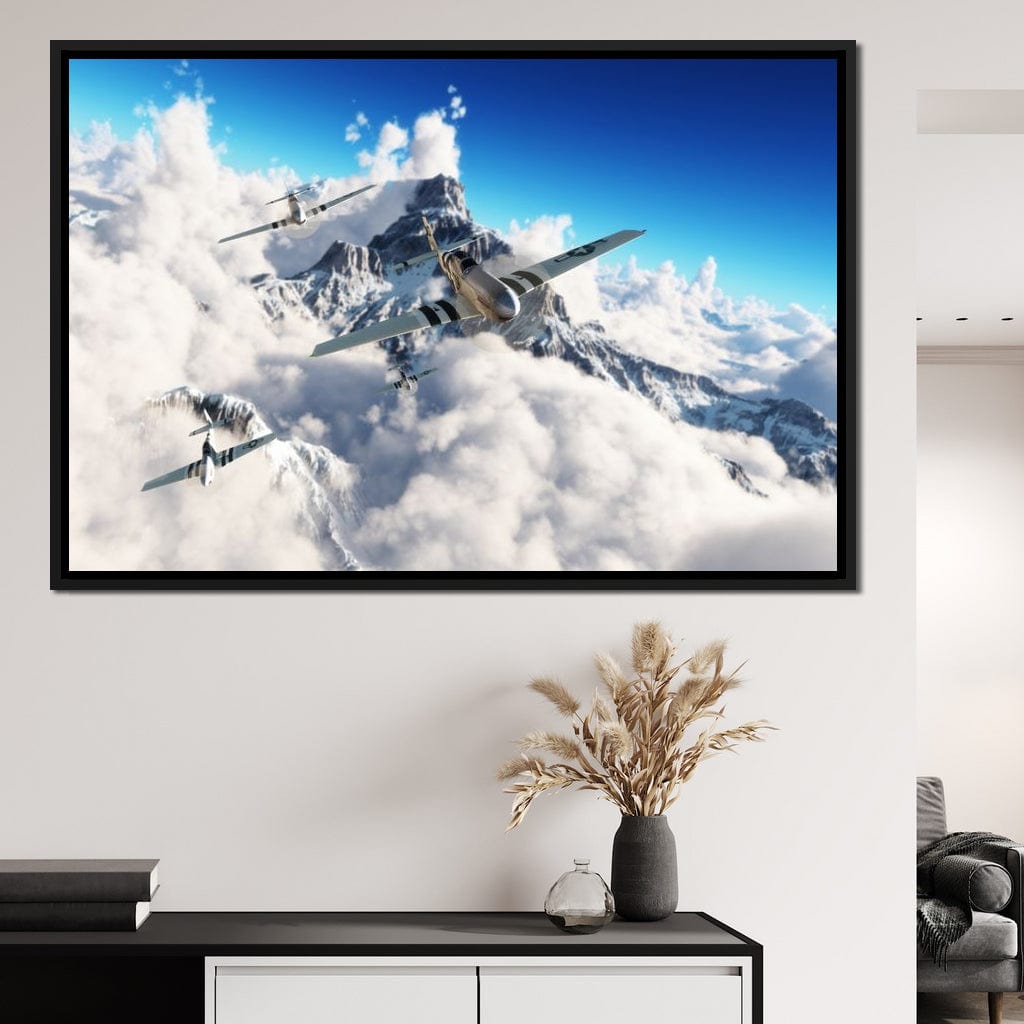 P51 Mustangs Winter Squadron Canvas Wall Art