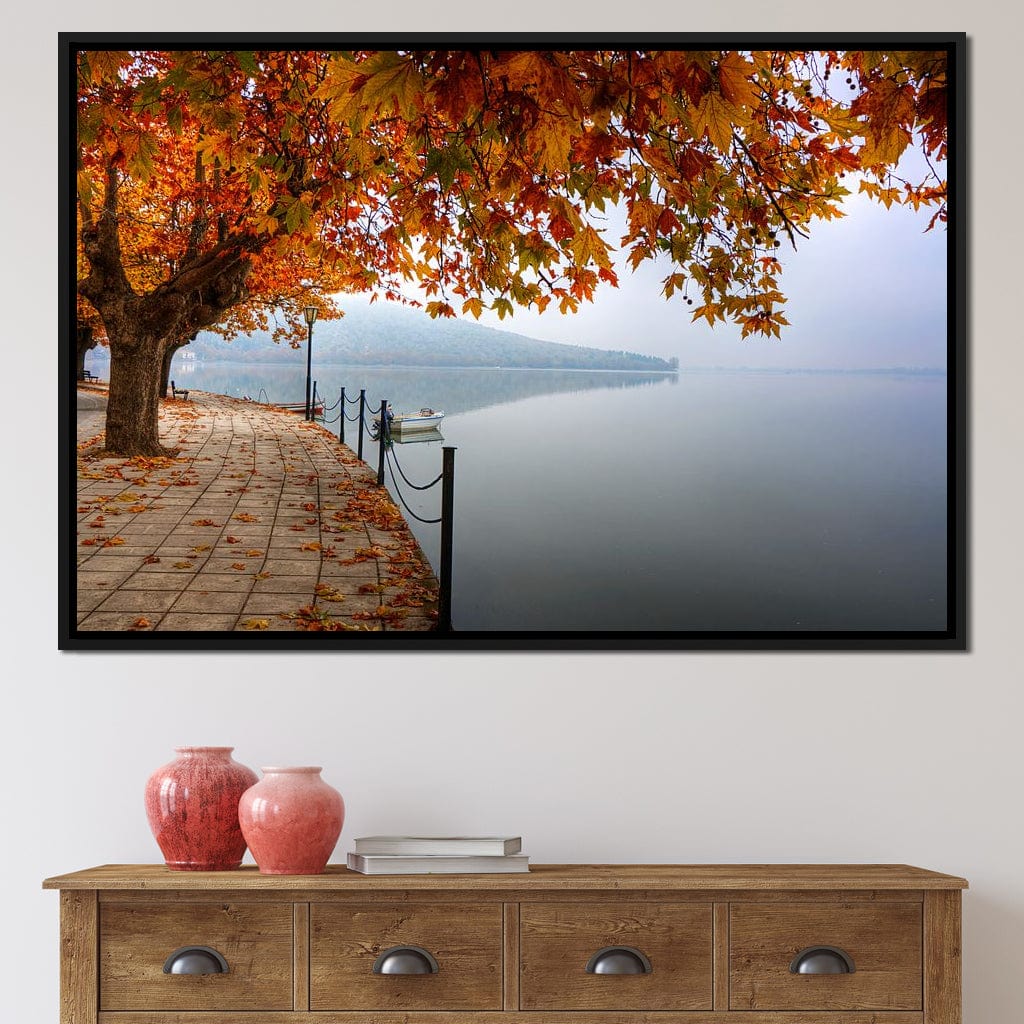 Lakeshore by Fall Canvas Wall Art