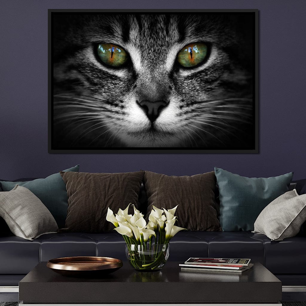 Green Eyed Cat Canvas Wall Art