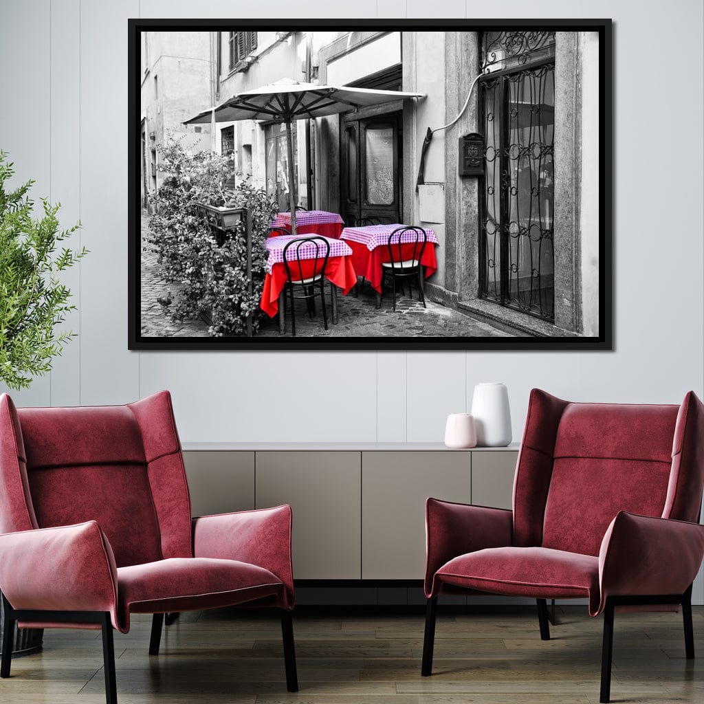 Red Tables In Rome Canvas Wall Art