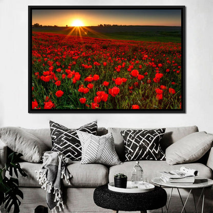Red Poppies Field Canvas Wall Art
