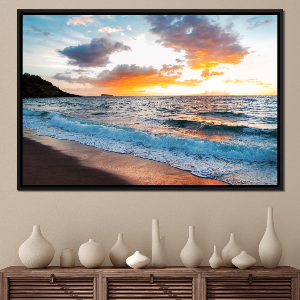 Maui Black Sand Beach Canvas Wall Art