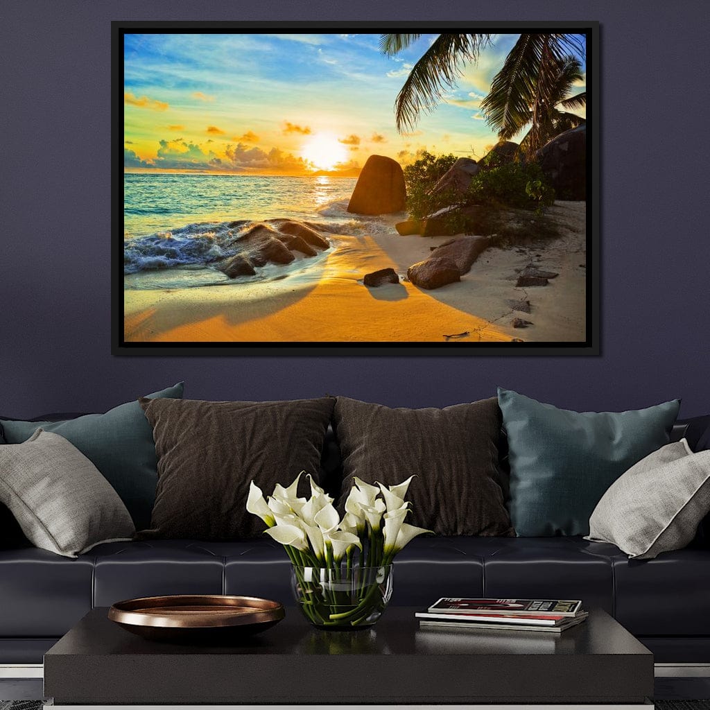 Natural Beach Sunset Canvas Wall Art