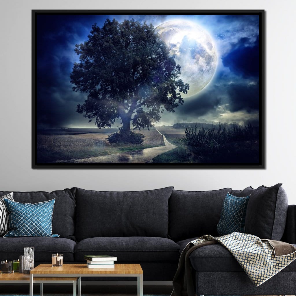 Giant Moon Summer Night Canvas Wall Art