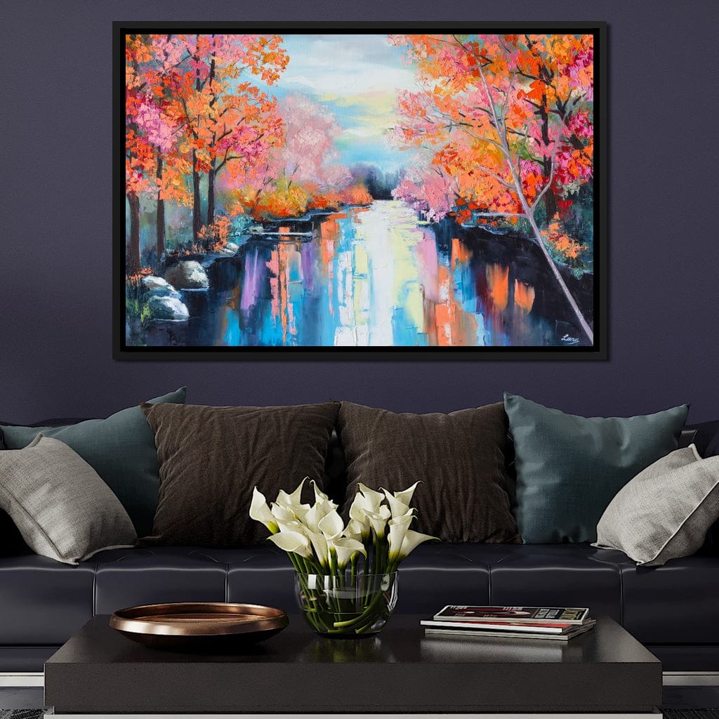Autumn Stream Pastel Canvas Wall Art