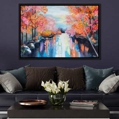 Autumn Stream Pastel Canvas Wall Art
