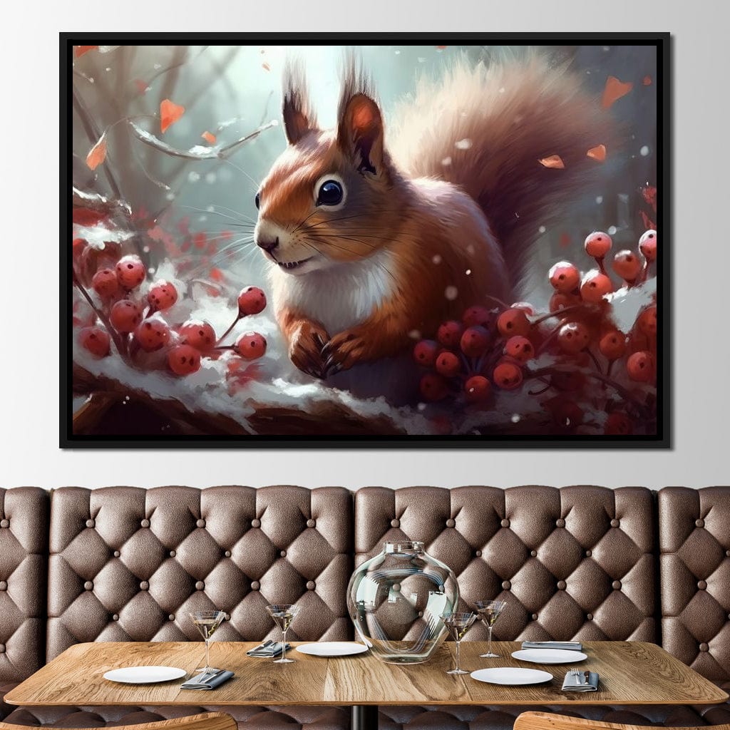Winter Squirrel Canvas Wall Art