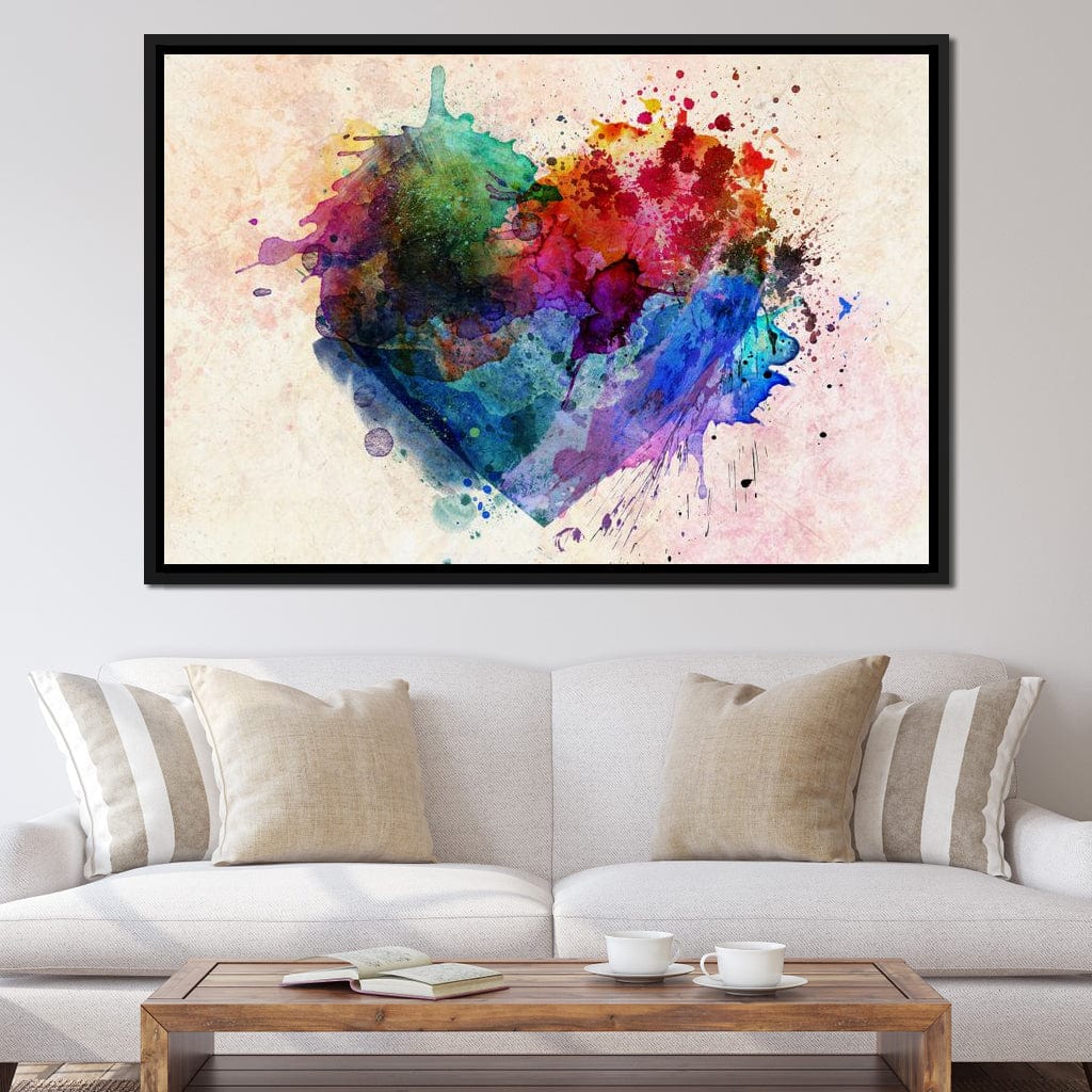 Heart Splash Canvas Wall Art