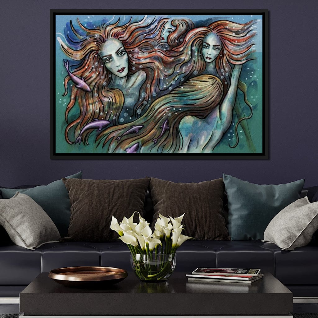 The 4 Mermaids Canvas Wall Art
