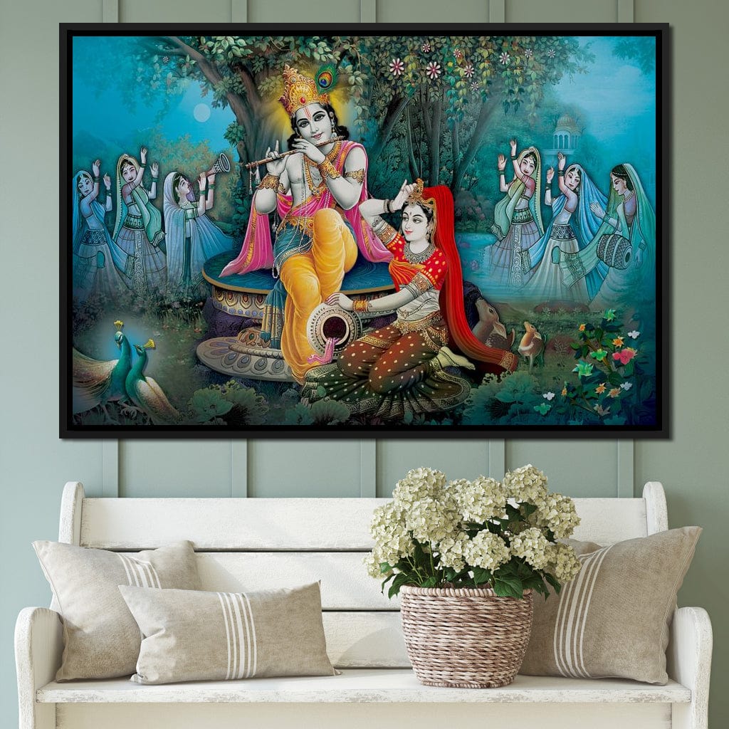 Radha & Krishna Love Tree Canvas Wall Art