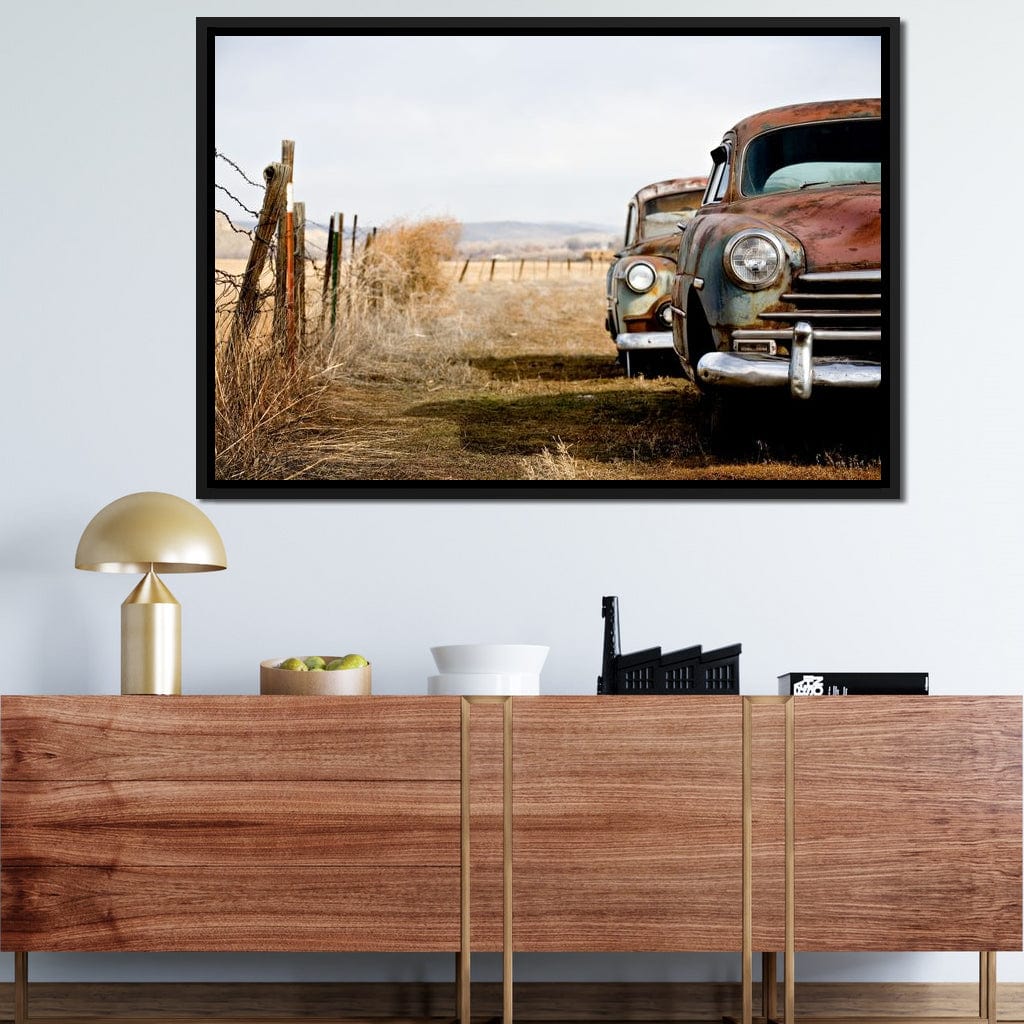Abandoned Cars Canvas Wall Art