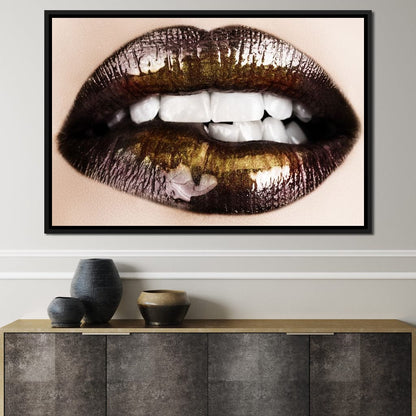 Black & Gold Lips Canvas Wall Art