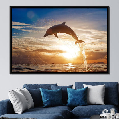 Leaping Dolphin Canvas Wall Art