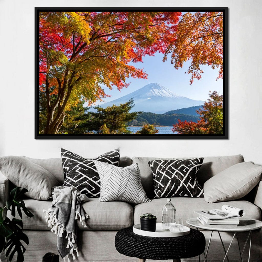 Autumn Trees by Mount Fuji Canvas Wall Art