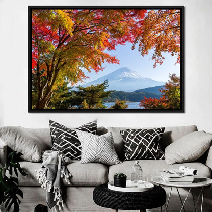Autumn Trees by Mount Fuji Canvas Wall Art