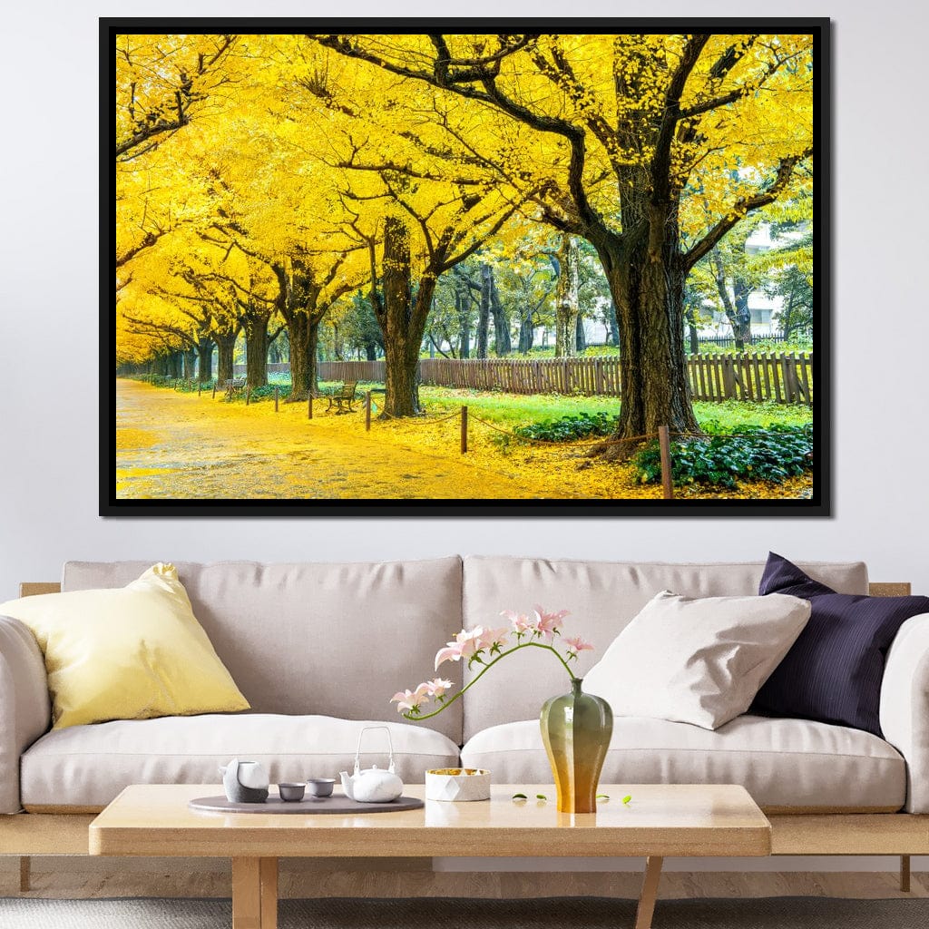 Yellow Ginkgo Trees Canvas Wall Art