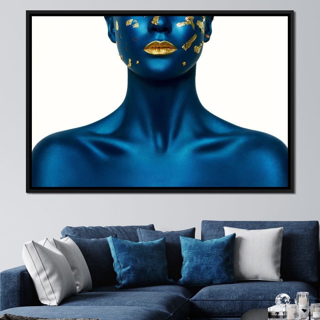 Blue Body Paint Canvas Wall Art
