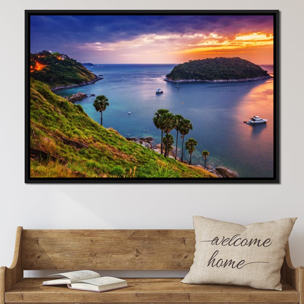 Boats Watching The Sunset Canvas Wall Art