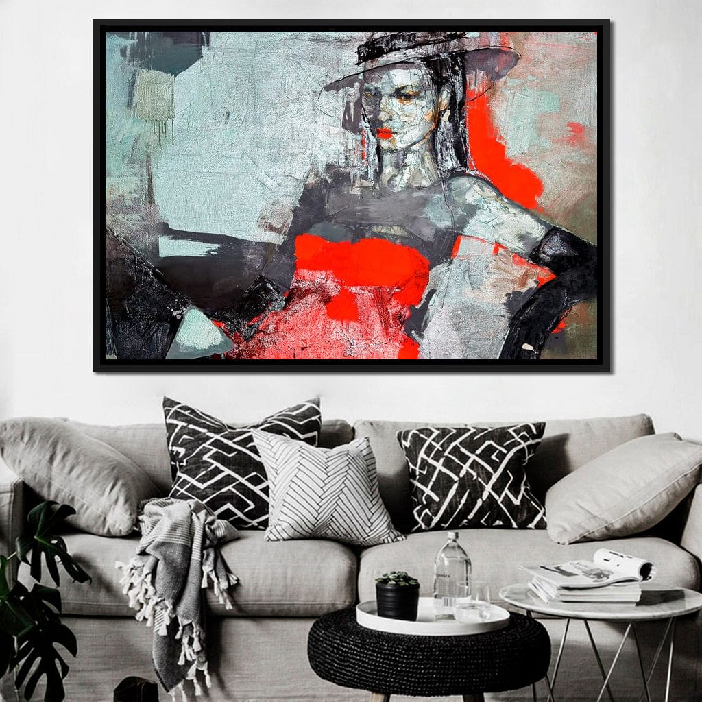 Lady in Red Canvas Wall Art