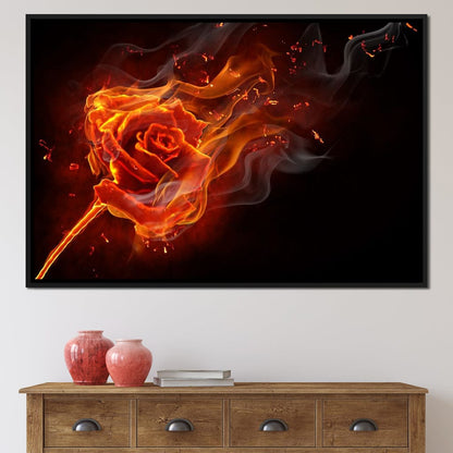 Rose on Fire Canvas Wall Art