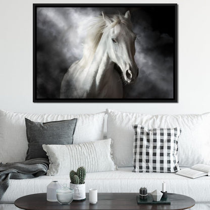 White Stallion Canvas Wall Art