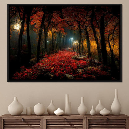 Beautiful Forest at Night Canvas Wall Art