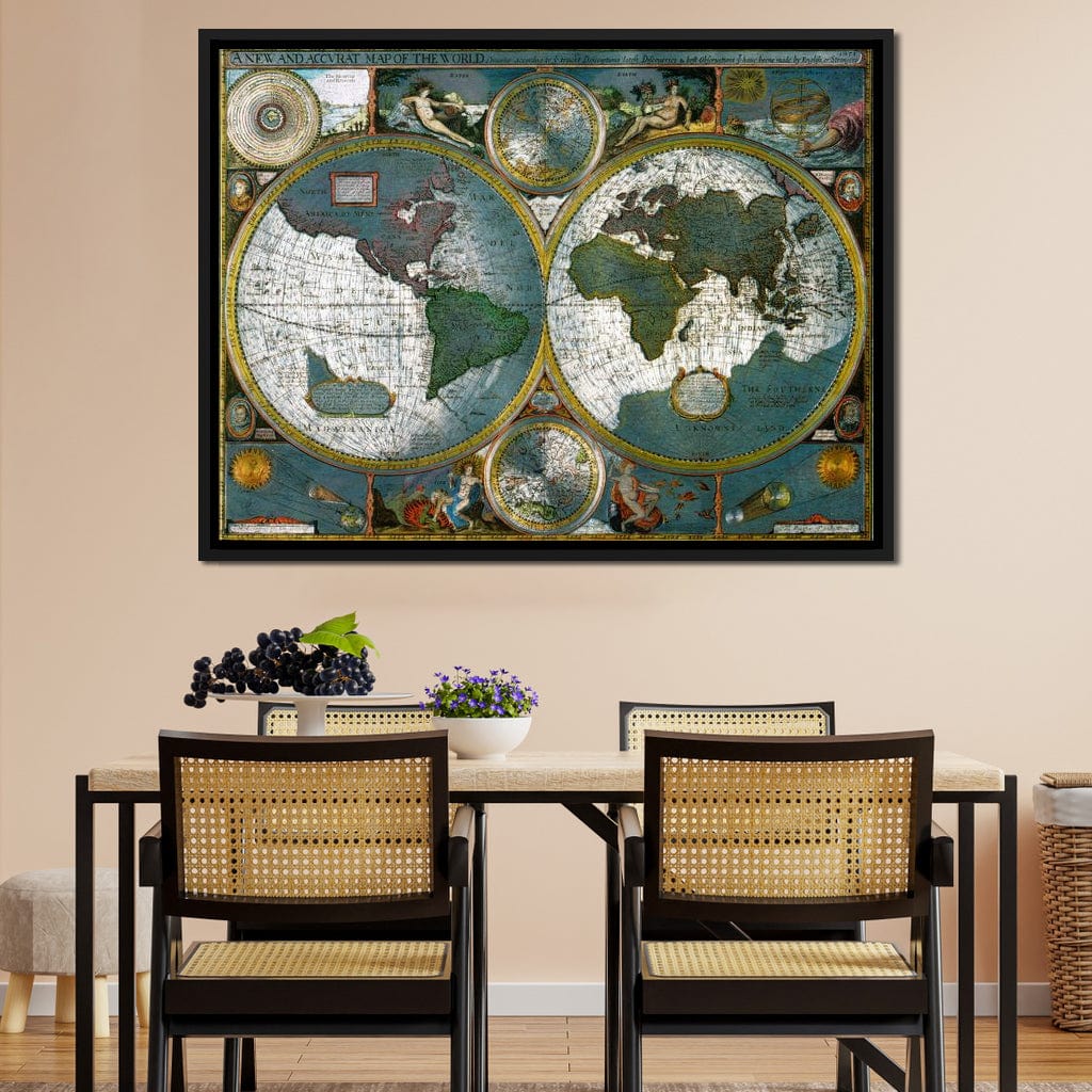 Ancient Historical Map of the World Canvas Wall Art