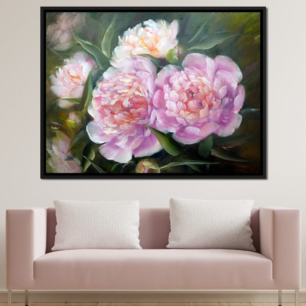 Blooming Peonies Canvas Wall Art
