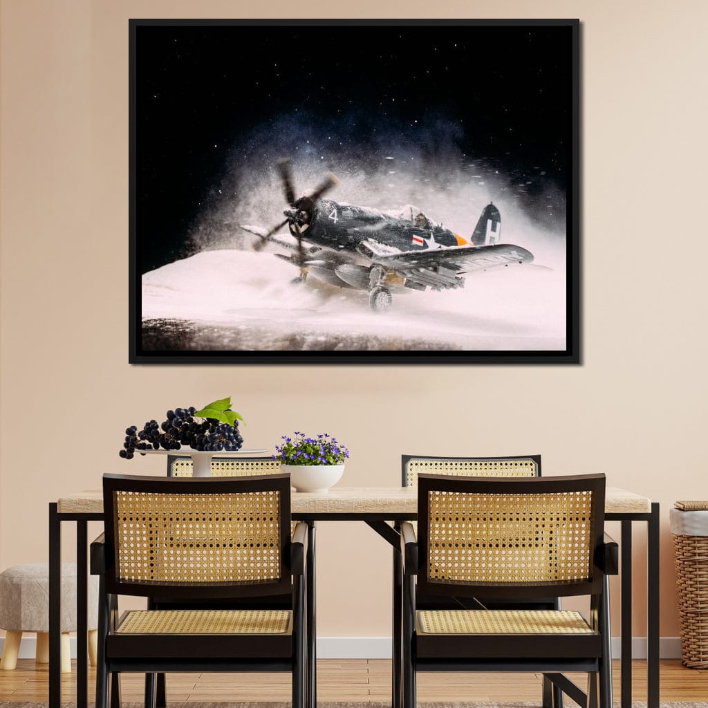 Snowy F4-U Corsair Canvas Wall Art