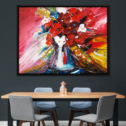 Red Flowers Bouquet Canvas Wall Art