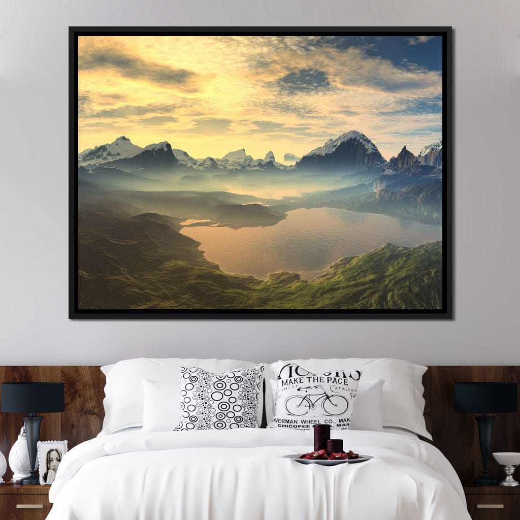 Morning Mist on Serenity Lake Canvas Wall Art
