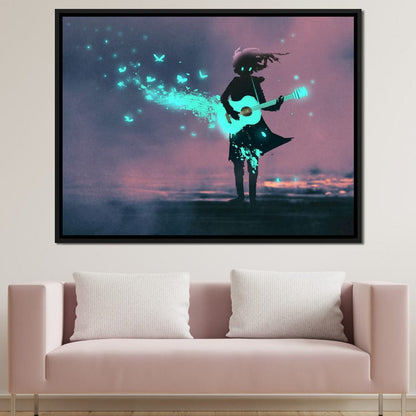 Girl Playing Guitar Canvas Wall Art
