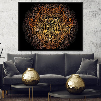 Golden Owl Canvas Wall Art