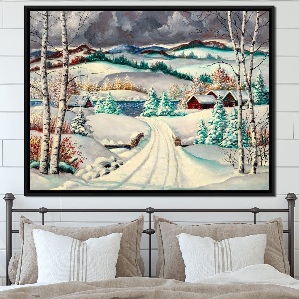 Rural Winter Landscape Canvas Wall Art
