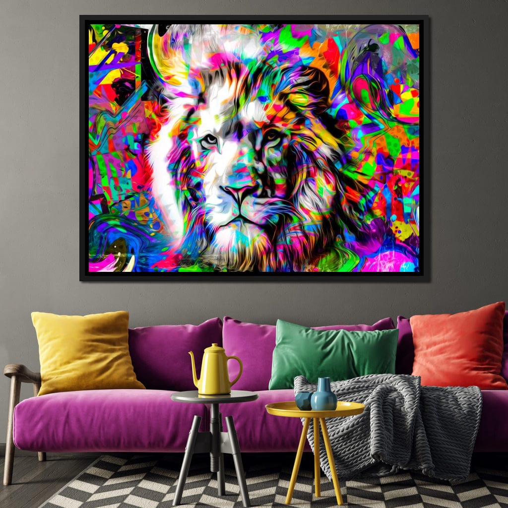Psychedelic Lion Canvas Wall Art