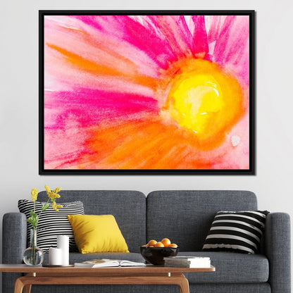 Pink & Orange Watercolor Flower Canvas Wall Art
