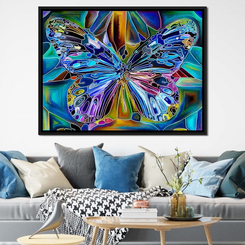 Multicolored Psychedelic Butterfly Canvas Wall Art